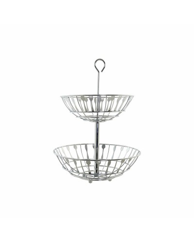 Fruktskål DKD Home Decor Silvrig Metall Plast 28 x 28 x 40 cm