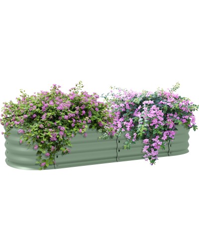 Modular Raised Garden Bed 150x62x30cm Galvanized Steel Open Bottom Green