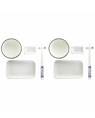 Sushisetti DKD Home Decor 33,5 x 34,5 x 9 cm Posliini Valkoinen Laivastonsininen Itämainen (33,5 x 34,5 x 9 cm)