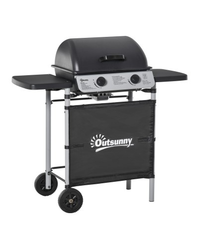 Gas BBQ with Lid, 5.6kW Burners, BBQ and Wheels, 104x49x99cm