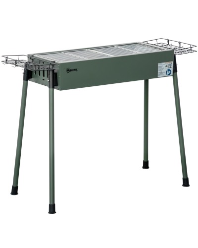 Charcoal BBQ Grill with 2 Grates and Side Baskets, 94x39x70cm, Dark Green
