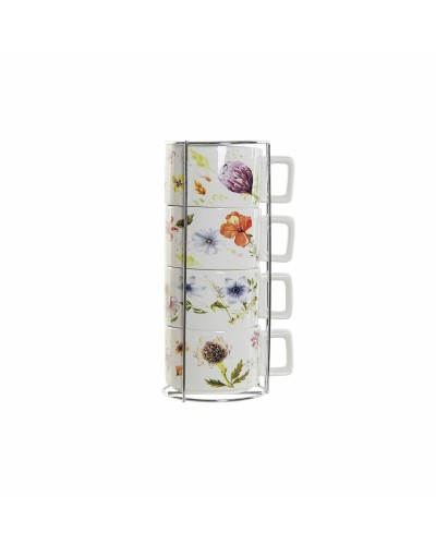 Tasses à Café DKD Home Decor (4 Pièces) en Métal et Dolomite, Multicolore, 260 ml
