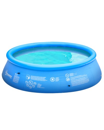  Piscina Gonfiabile per 3-4 Persone in PVC con Pompa Manuale, Φ274x76cm, Blu