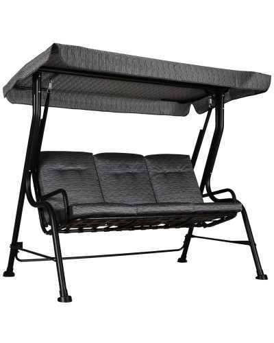 3-Seater Garden Swing with Adjustable Canopy and Cushions, 200x120x170cm, Black