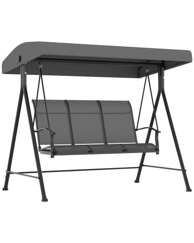 3-Seater Garden Swing with Adjustable Canopy, 195x118x170 cm, Dark Grey
