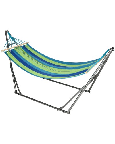 Foldable Freestanding Hammock Stand with Cotton Bed and Steel Frame, 270x100x94cm