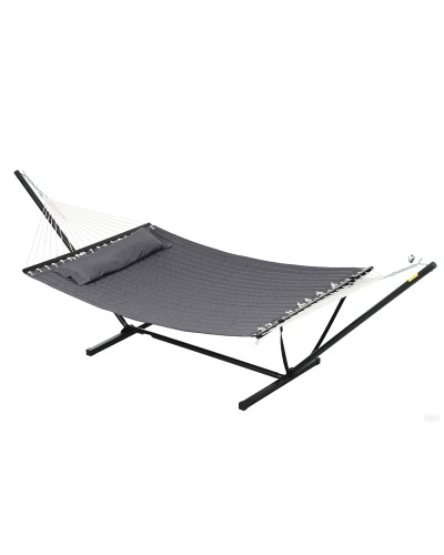  Amaca da Giardino Portatile con Cuscino Integrato, in Cotone, Poliestere e Acciaio, 368x93x110 cm, Grigio Scuro