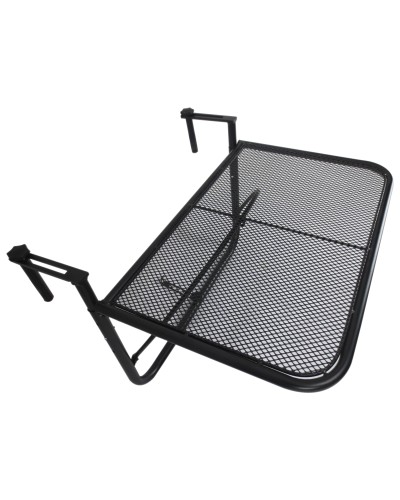 Adjustable Height Balcony Table with Hooks, Metal, 60x56.5x45 cm, Black