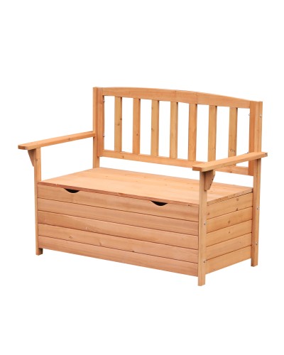  Panchina da Giardino 2 Posti con Vano Contenitore Legno 112x58x84cm