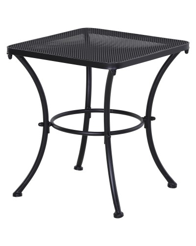  Tavolino da Giardino Quadrato in Acciaio con Piano Traforato, 45x45x50 cm, Nero