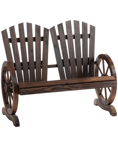  Panchina da Giardino in Legno Stile Country con Braccioli a Ruota, 108x66x95cm, Colore Legno