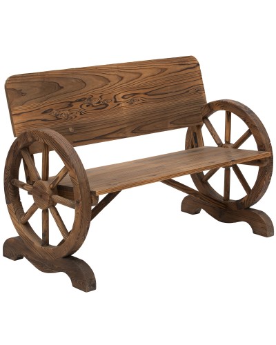  Panca da Giardino 2 Posti con Schienale Alto, in Legno di Abete, 114x58x80 cm, Marrone