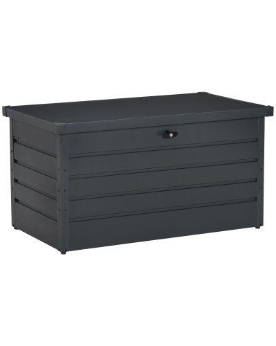  Panca Baule Contenitore da Giardino con Chiave, Cassapanca Moderna in Acciaio, Grigio, 120x62x62cm