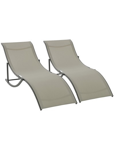  Set 2 Sdraio da Giardino Pieghevoli, Lettino Prendisole in Alluminio e Textilene, 61x165x63cm