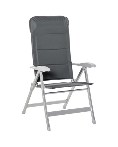  Sedia da Pesca Pieghevole con Braccioli e Schienale Regolabile, in Alluminio e Poliestere, 75x61.5x76-115 cm, Grigio