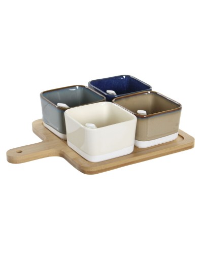 DKD Home Decor Set Apéritif, 27 x 20 x 1,3 cm, Céramique, Coloré, Moderne
