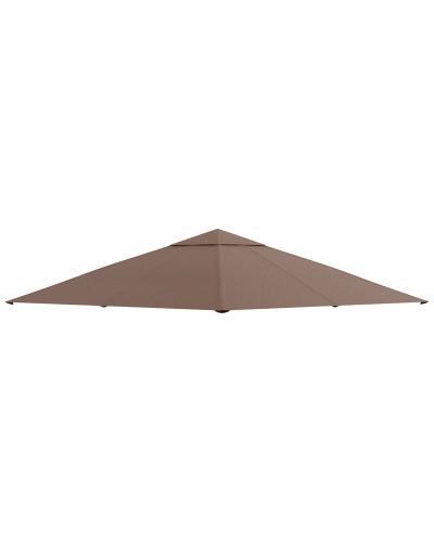 Tetto di Ricambio 3x3m, Telo Sostitutivo per Gazebo da Giardino in Poliestere con Foro di Ventilazione, Color caffè