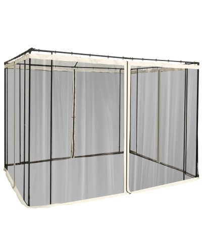 Zanzariera per Gazebo Tende di Ricambio Universale con Cerniere, 302x207cm - Nero e Beige