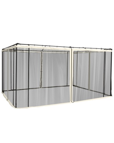 Universal Replacement Gazebo Mosquito Net with Zippers, 335x207cm - Black and Beige