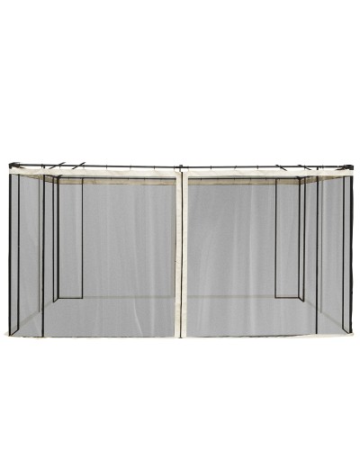  Zanzariera per Gazebo Tende di Ricambio Universale con Cerniere, 352x207cm - Nero e Beige