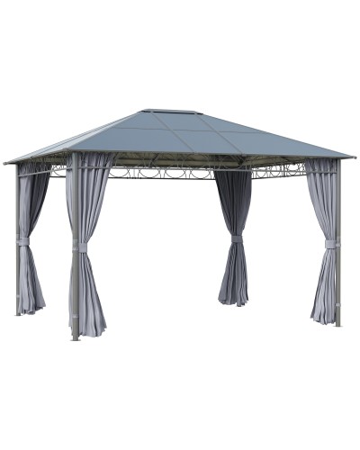 3.  6x3m Garden Gazebo with Anti-UV Polycarbonate Roof and Curtains, Grey