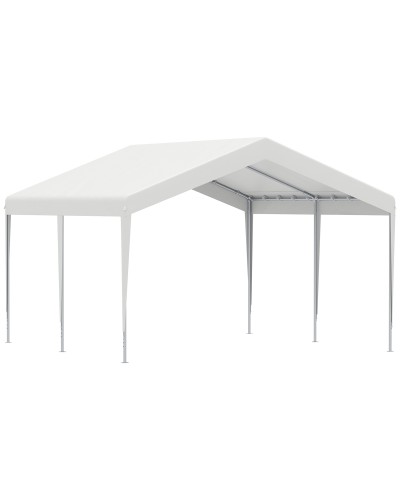  Garage Portatile 4x4m con Tettoia anti UV, Pioggia e Vento per Veicoli, Matrimoni e Feste - Bianco