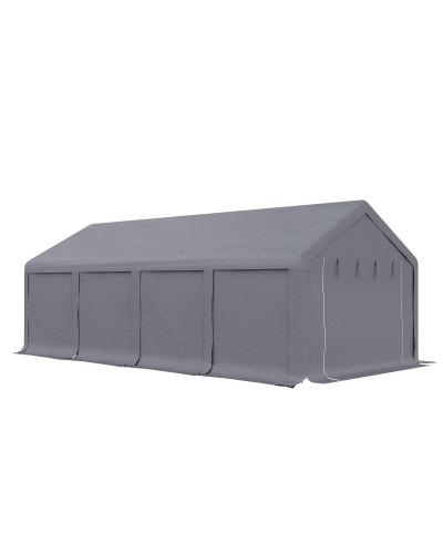 Party Tent Garden Gazebo with Zipper Doors and Removable Sidewalls 8x4m, Dark Grey