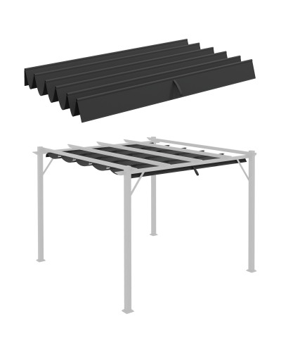  Tettuccio di Ricambio per Gazebo da Giardino 3x3 m con 10 Fori, Copertura in Poliestere, Grigio