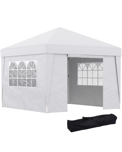 3x3m Pop Up Gazebo with Adjustable Height, Windows, White