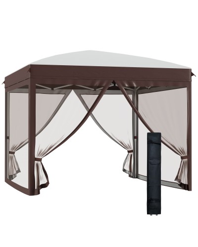 3x3 m Garden Gazebo with Mosquito Net and Wheeled Carry Bag, Cream