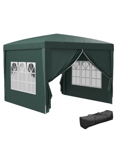 3x3m Waterproof Steel Garden Gazebo with Oxford Fabric Cover, Green