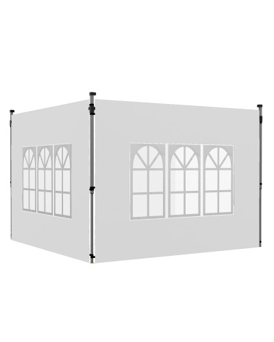 Gazebo Sidewalls 3x3 or 3x4 with Windows, Plastic & Oxford Fabric, 295x195 cm, White