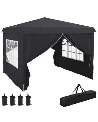 3x3M Height Adjustable Gazebo with Drainage Holes and Carry Bag, Metal, Grey