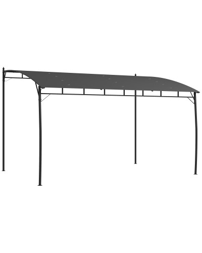  Pergola Gazebo con 12 Fori di Drenaggio, in Metallo e Poliestere, 400x296x200/262 cm, Grigio Scuro