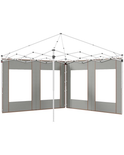 Gazebo Sidewall Set 2 for 3x6m and 3x3m, Oxford Fabric with Windows and Zippers, 295x195cm, Grey