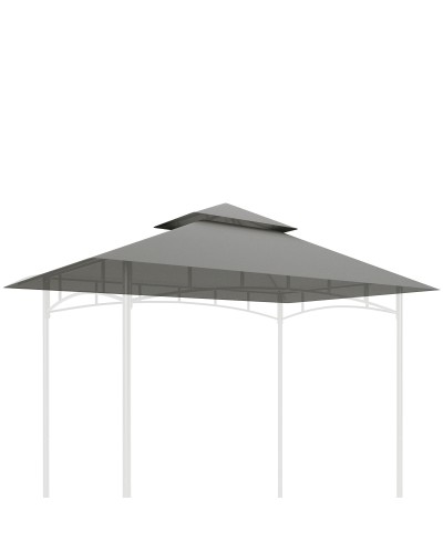  Copertura per Gazebo da Giardino per Barbecue 1.52x2.44 m a 2 Livelli in Poliestere Grigio Chiaro
