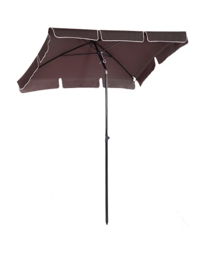 Rectangular Adjustable Garden Umbrella with Aluminum Pole, 2x1.3x2.5 m, Brown and Black