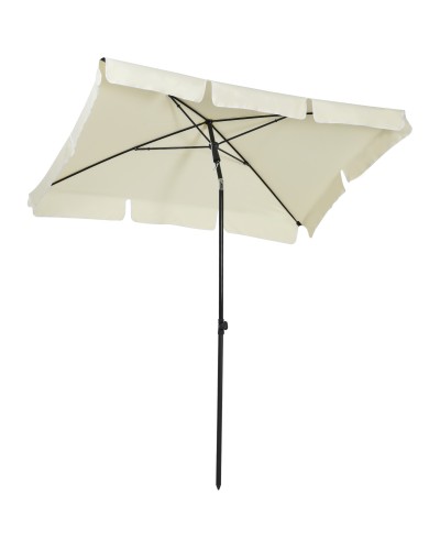 Rectangular Garden Umbrella 2x1.3m with Adjustable Tilt and Aluminum Pole, Beige and Black