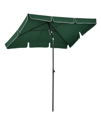 Rectangular Garden Umbrella 2x2.4 m with Adjustable Tilt and Aluminum Pole, Green and Black