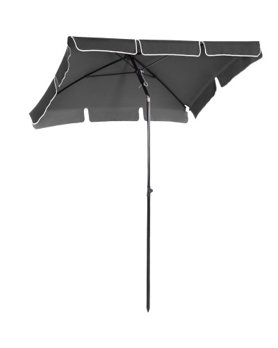  Ombrellone da Giardino Rettangolare 2x1.3 m con Inclinazione Regolabile e Palo in Alluminio, Grigio e Nero
