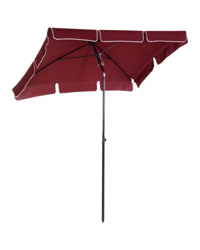 Ombrellone da Giardino Rettangolare e Regolabile con Palo in Alluminio, 2x1.3x2.5 m, Rosso Vino