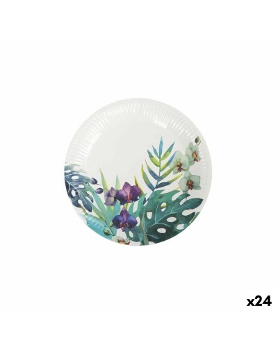 Ensemble d'Assiettes Jetables Algon en Carton Tropical, 12 Pièces de 18 cm (24 Paquets)
