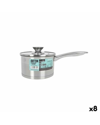 Sauspan met deksel Quttin Hermes 1,8 L Staal (8 Stuks)