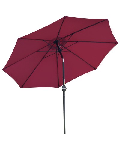 Round Adjustable Crank Umbrella, Polyester, Metal & Fiberglass, Ø265x240 cm, Red & Black
