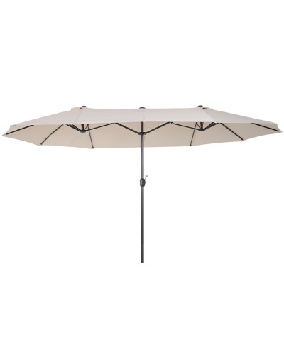  Ombrellone Doppio da Giardino 4.6x2.7 m a 12 Stecche con Prese d'Aria e Manovella, Ombrellone per Esterni in Acciaio e Polieste