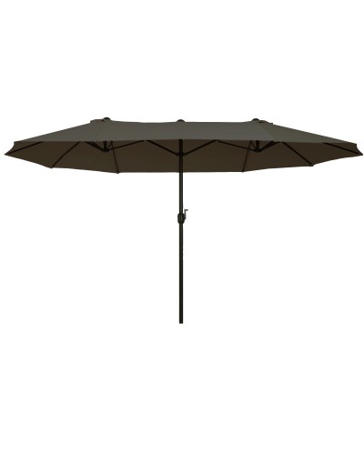 Double Garden Umbrella 4.6x2.7 m 12 Ribs Vents Crank Steel Polyester Outdoor