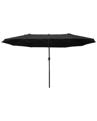 Double Garden Umbrella with Crank Opening, Steel and Polyester, 460x270x240 cm, Black