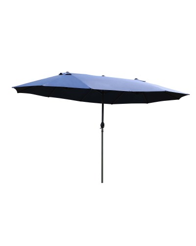  Ombrellone da Giardino Doppio con Apertura a Manovella, Acciaio e Poliestere, 460x270x240 cm, Blu