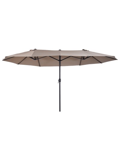  Ombrellone da Giardino Doppio con Apertura a Manovella, in Acciaio e Poliestere, 460x270x240 cm