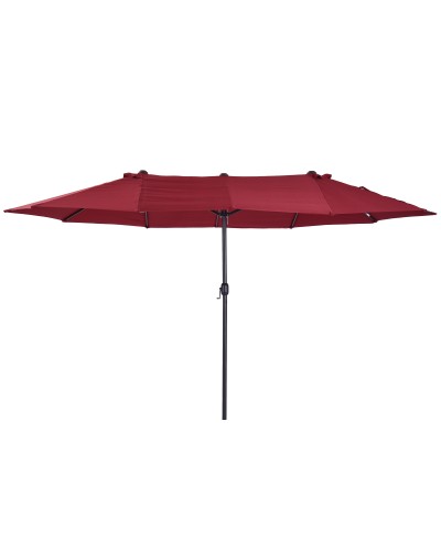  Ombrellone da Giardino Doppio con Apertura a Manovella, in Acciaio e Poliestere, 460x270x240 cm, Rosso